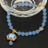 Dyed Jade Chalcedony Bracelet 6mm Round Beads 7.5in B2740