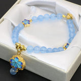 Dyed Jade Chalcedony Bracelet 6mm Round Beads 7.5in B2740