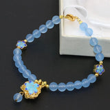 Dyed Jade Chalcedony Bracelet 6mm Round Beads 7.5in B2740