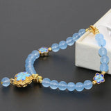 Dyed Jade Chalcedony Bracelet 6mm Round Beads 7.5in B2740
