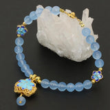 Dyed Jade Chalcedony Bracelet 6mm Round Beads 7.5in B2740