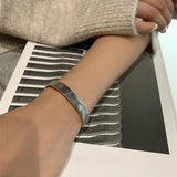 Silver Vertical Stripes Bracelet Bangles for Women Men