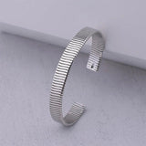 Silver Vertical Stripes Bracelet Bangles for Women Men