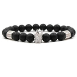 FYJS Crown Hexagon Zircon Green Turquoise Tiger Eye Stone Bracelet