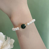 Women's Shell Pearl Green Agate Bracelet Handmade Natural Jewelry