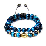 2pcs High Tiger Eye Braided Bracelets Natural Stone Beads Elasticity Rope