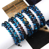 2pcs High Tiger Eye Braided Bracelets Natural Stone Beads Elasticity Rope