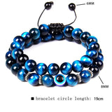 2pcs High Tiger Eye Braided Bracelets Natural Stone Beads Elasticity Rope
