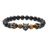 FYJS Wolf Head Crown Tiger Eye Stone Bracelet