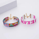 Vintage Rainbow Letters Beaded Bracelet