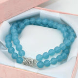 Bohemia 6mm Dyed Jades Chalcedony Round Beads Multilayer Bracelet