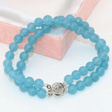 Bohemia 6mm Dyed Jades Chalcedony Round Beads Multilayer Bracelet