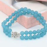 Bohemia 6mm Dyed Jades Chalcedony Round Beads Multilayer Bracelet