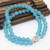 Bohemia 6mm Dyed Jades Chalcedony Round Beads Multilayer Bracelet