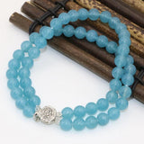 Bohemia 6mm Dyed Jades Chalcedony Round Beads Multilayer Bracelet