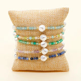 Crystal Beaded Bracelet with Pearl Charm