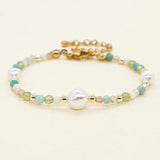 Crystal Beaded Bracelet with Pearl Charm