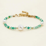Crystal Beaded Bracelet with Pearl Charm