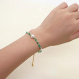 Crystal Beaded Bracelet with Pearl Charm
