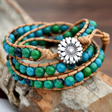 Bohemia Flower Charm Beaded Bracelet Women Beads Chain Bangle Boho Jewelry