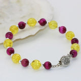 Red Tiger Stone Beads Bracelet with Bee Clasp 7.5inch