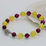 Red Tiger Stone Beads Bracelet with Bee Clasp 7.5inch