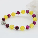 Red Tiger Stone Beads Bracelet with Bee Clasp 7.5inch