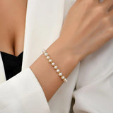 Baroque Freshwater Pearl Bracelet with Zircon Petals