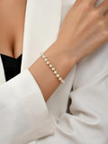 Baroque Freshwater Pearl Bracelet with Zircon Petals