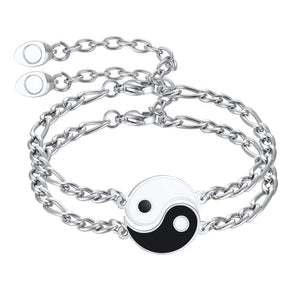 Hot Tai Chi Yin Yang Couple Braided Stone Bracelet Adjustable Braid Chain