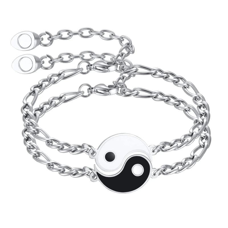 Hot Tai Chi Yin Yang Couple Braided Stone Bracelet Adjustable Braid Chain