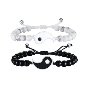 Hot Tai Chi Yin Yang Couple Braided Stone Bracelet Adjustable Braid Chain