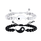 Hot Tai Chi Yin Yang Couple Braided Stone Bracelet Adjustable Braid Chain