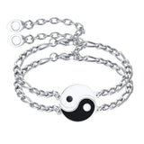 Hot Tai Chi Yin Yang Couple Braided Stone Bracelet Adjustable Braid Chain