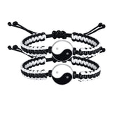 Hot Tai Chi Yin Yang Couple Braided Stone Bracelet Adjustable Braid Chain