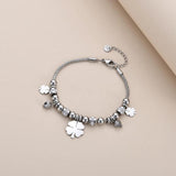 Stainless Steel Charm Bracelet with Crystal Beads