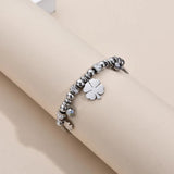 Stainless Steel Charm Bracelet with Crystal Beads