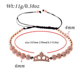 CZ Crown Charm Bracelet Copper Bead Macrame Geometric Tube Set Bangles