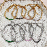 Colorful Zircon Beaded Bracelets Women 18K Plated