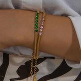 Colorful Zircon Beaded Bracelets Women 18K Plated