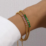 Colorful Zircon Beaded Bracelets Women 18K Plated