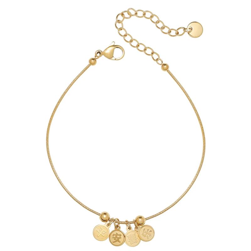 18K Snake Bone Chain Bracelet Peace and Joy Women Bangle