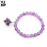 Silver Plated Amethysts Stone Beads Star Bracelets for Anniversary Jewelry