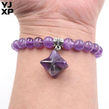 Silver Plated Amethysts Stone Beads Star Bracelets for Anniversary Jewelry