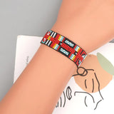 Geometric Hand Knitting Pattern Vintage Beaded Bracelet