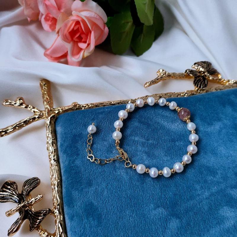 Moonstone Freshwater Pearl Bracelet Natural Jewelry Gift