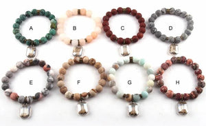 10mm Frosted Stone Glass Charm Bracelets