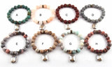 10mm Frosted Stone Glass Charm Bracelets