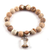 10mm Frosted Stone Glass Charm Bracelets