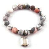 10mm Frosted Stone Glass Charm Bracelets
